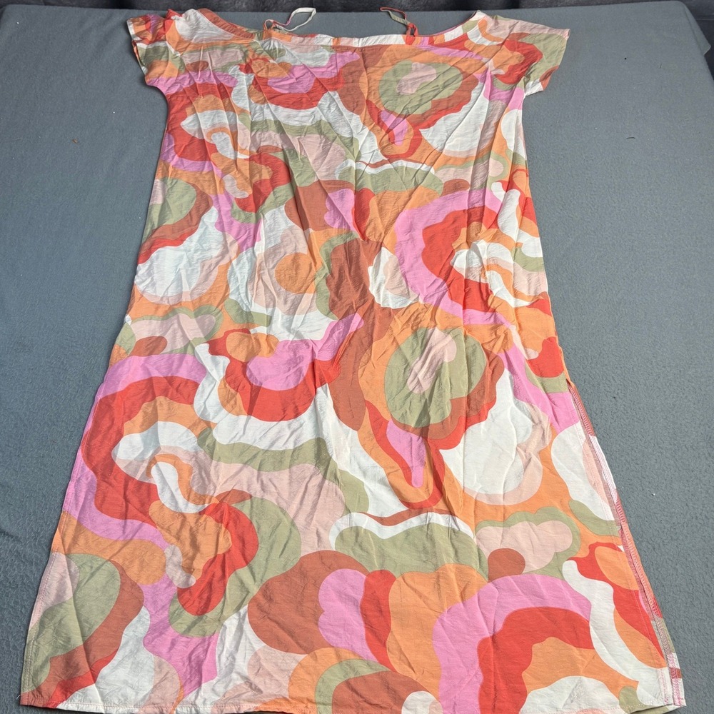 Like Love Womens 1X Retro Psychedelic Swirl Print Shift Dress Pink Orange ED547